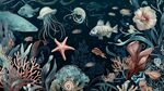 夢幻海底世界海洋生物插畫