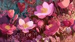 夢幻粉色花卉插畫