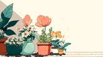 墻邊多彩盆栽植物插畫(huà)