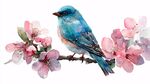 藍鳥棲于繁花枝頭