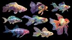 多彩金魚水彩藝術畫作