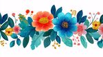 多彩花卉邊框圖案