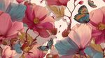花卉蝴蝶浪漫插畫圖案