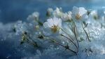 冰雪中綻放的潔白小花