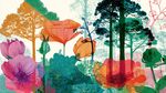夢(mèng)幻多彩森林花卉圖景