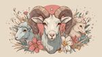 三只羊的花卉夢幻插畫