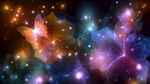 夢幻炫彩蝴蝶花朵星空圖