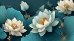 夢(mèng)幻藍(lán)調(diào)荷花與翠綠荷葉