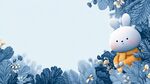 藍調(diào)花叢中的可愛小兔