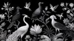 黑白花鳥圖案裝飾畫