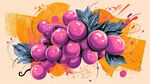 手繪風紫色葡萄藝術插畫