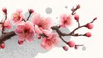 粉色桃花枝 水墨風(fēng)美景