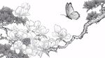 玉蘭花枝間的蝴蝶飛舞