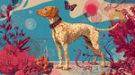 斑點(diǎn)犬置身奇幻花卉世界