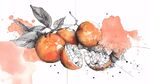 水墨風橘子繪畫藝術(shù)作品