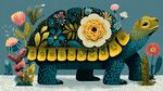 花飾烏龜插畫 自然之美
