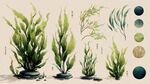 水彩風(fēng)海藻植物插畫展示