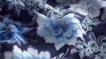 藍(lán)白花卉印花布料細(xì)節(jié)