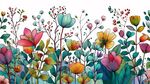 繽紛水彩花卉插畫