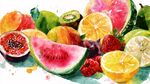 水彩繪繽紛水果組合
