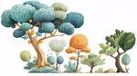 夢(mèng)幻多彩樹木插畫景觀