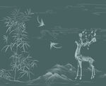 簡(jiǎn)約現(xiàn)代輕奢竹鹿背景墻壁畫