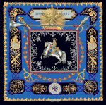 藍色精美騎士圖案絲巾