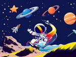 卡通星空宇航員