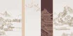 復(fù)古新中式山水古建筑裝飾畫(huà)