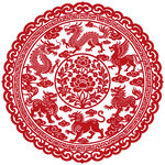 傳統(tǒng)雙龍戲珠紅色剪紙