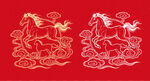 紅底金紋駿馬中式圖案