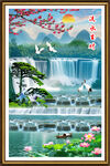 流水生財(cái)瀑布玄關(guān)山水畫(huà)