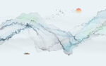 抽象線條山水