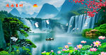 流水生財(cái)瀑布山水畫(huà)