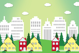 城市卡通房子背景图片