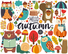 可爱矢量动物墙贴设计素材