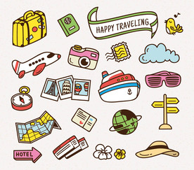 旅行矢量卡通图标设计素材