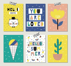 可爱矢量装饰画设计素材