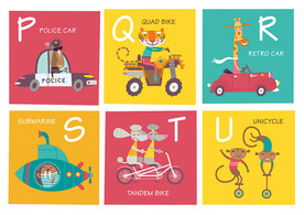 动物开车矢量设计素材