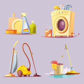 家庭清洁工具矢量设计素材