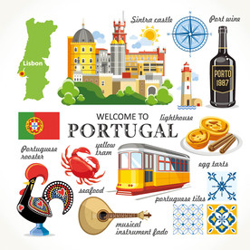 葡萄牙特色矢量卡通设计素材