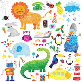 可爱手绘卡通墙贴设计素材