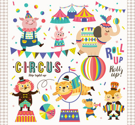 卡通马戏团矢量设计素材