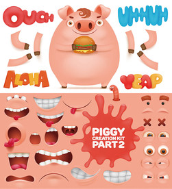 宠物猪造型设计素材