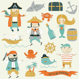 海盗船长矢量卡通设计素材