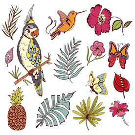 矢量花鸟墙贴设计素材