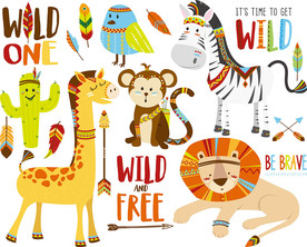 时尚卡通墙贴设计素材