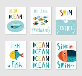 卡通鱼儿无框装饰画