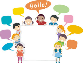 男孩女孩对话框矢量设计素材