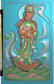 普度众生一叶渡江观音挂件精雕图